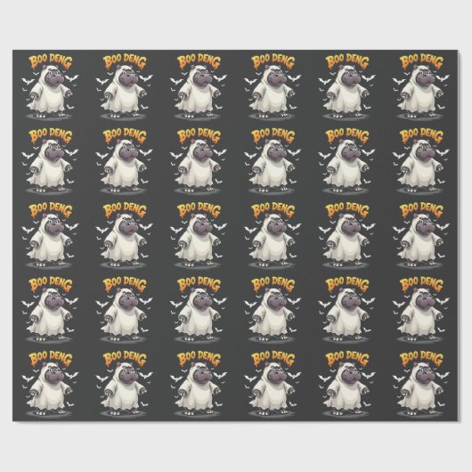 Papier Cadeau Boo Deng Ghost Baby Pygmy Hippo Moo Deng Halloween (Plat)