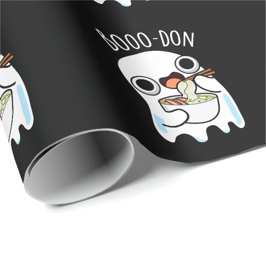 Papier Cadeau Boo-don Drôle Fantôme Udon Pun Dark BG (Coin rond)