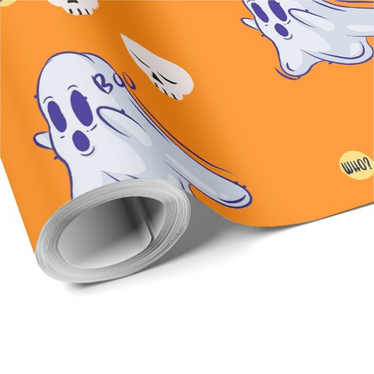 Papier Cadeau Boo Ghost UK 31 Éffrayant USA Crâne Octobre Hallow (Coin rond)