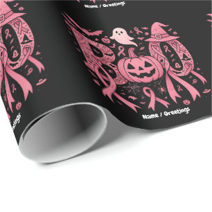 Papier Cadeau Boo Halloween Conscience du cancer du sein Ruban r
