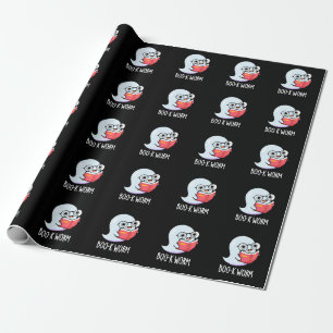 Papier Cadeau Boo-k Worm Funny Bookworm Ghost Pun Dark BG