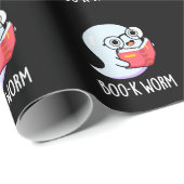 Papier Cadeau Boo-k Worm Funny Bookworm Ghost Pun Dark BG (Coin rond)