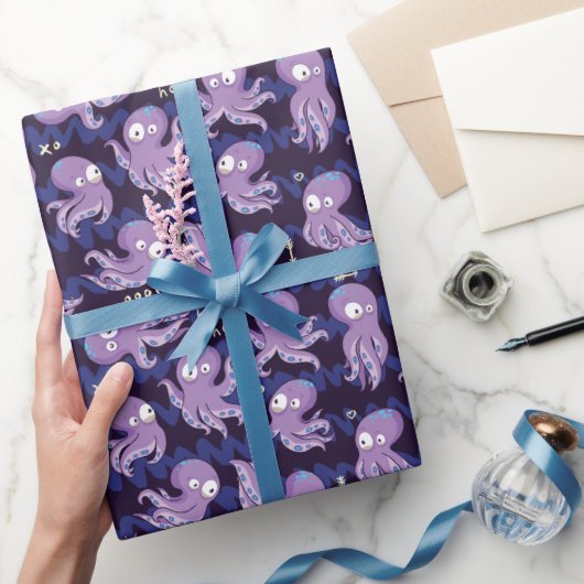 Papier Cadeau Boo Octopus mignon Violet Enfants Vêtements & Déco (Cadeaux)