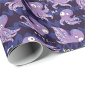 Papier Cadeau Boo Octopus mignon Violet Enfants Vêtements & Déco (Coin rond)