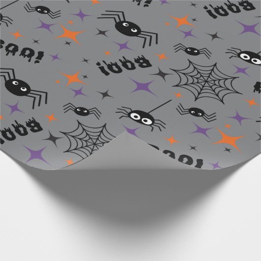 Papier Cadeau Boo ! Papier à enveloppement Éffrayant Spider Cobw (Coin)