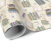 Papier Cadeau Book Lover Wrapping Paper in Cream (Coin rond)