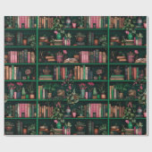 Papier Cadeau Books Decors Plants on Green Shelf Gift (Plat)