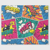 Papier Cadeau Boom Bang Wow Retro Comic Explosions (Plat)