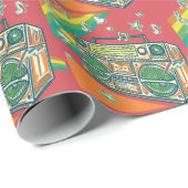 Papier Cadeau Boom Box Funky Conception colorée (Coin rond)