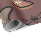 Papier Cadeau Boomerangs atomique Starbursts Dark Academia (Coin rond)