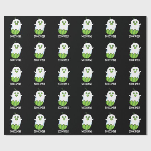 Papier Cadeau Booocumber Funny Ghost Cucumber Pun Dark BG (Plat)
