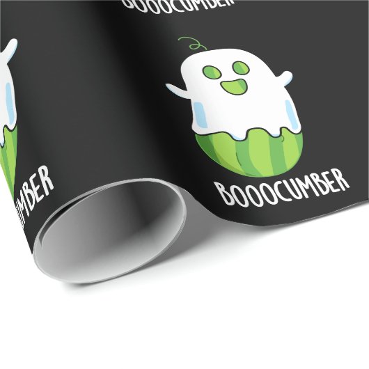 Papier Cadeau Booocumber Funny Ghost Cucumber Pun Dark BG (Coin rond)