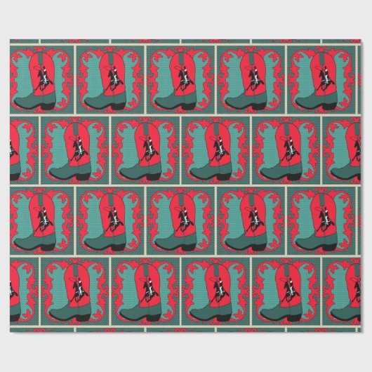 Papier Cadeau Boot Western Cowboy Avec Papier D'Enveloppement Ca (Plat)