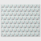 Papier Cadeau Bord doré Fleur de Magnolia Blanche (Plat)