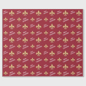 Papier Cadeau Bordeaux Gold Fleur de Lis Christmas (Plat)