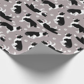Papier Cadeau Border Collie and Paw Print Wrapping Paper (Coin)