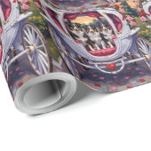 Papier Cadeau Border Collie Dog Valentine's Day (Coin rond)