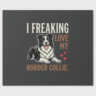 Papier Cadeau Border Collie drôle d'amour de chien