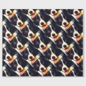 Papier Cadeau border collie pourpre moderne (Plat)