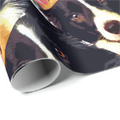 Papier Cadeau border collie pourpre moderne (Coin rond)