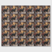 Papier Cadeau Border Collie Saison des Fêtes de Noël (Plat)