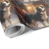 Papier Cadeau Border Collie Saison des Fêtes de Noël (Coin rond)