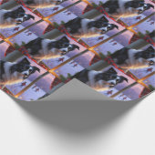 Papier Cadeau Border Collie With Christmas Lights Holiday (Coin)