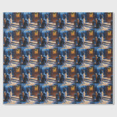 Papier Cadeau Border Collie With Christmas Lights Holiday (Plat)