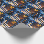 Papier Cadeau Border Collie With Christmas Lights Holiday (Coin)