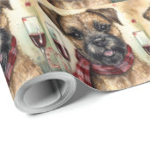 Papier Cadeau Border Terrier Nouvel An (Coin rond)