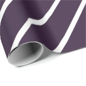 Papier Cadeau Bords diagonaux simples violets foncés et blancs (Coin rond)