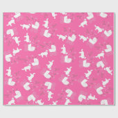 Papier Cadeau Bordure Collie Chien Baby shower Chien Chiot Rose  (Plat)