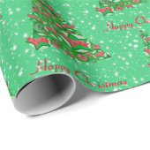 Papier Cadeau Bordure Collie Chien de Noël Arbre de Noël Star de (Coin rond)