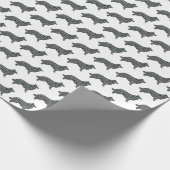 Papier Cadeau Bordure Collie Chien Jaune et Noir Grille Blanc (Coin)