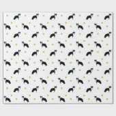 Papier Cadeau Bordure Collie Chien Motif Dessin Abstrait Blanc (Plat)