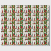 Papier Cadeau Bordure Collie Chien Noël (Plat)