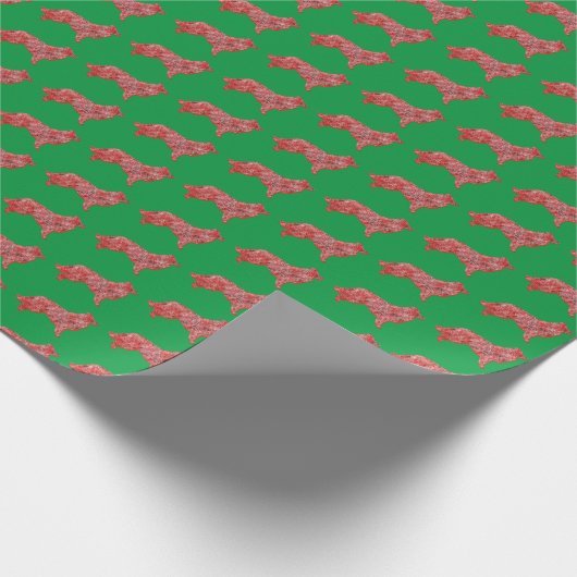 Papier Cadeau Bordure Collie Chien Noël Silhouette Vert (Coin)