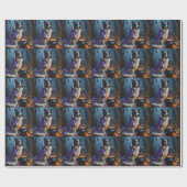 Papier Cadeau Bordure Collie Chien Whimsical Halloween Peinture (Plat)