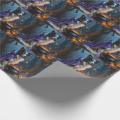 Papier Cadeau Bordure Collie Chien Whimsical Halloween Peinture (Coin)