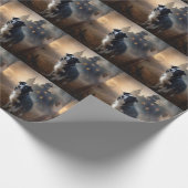 Papier Cadeau Bordure Collie Halloween effroi (Coin)