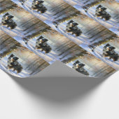 Papier Cadeau Bordure Collie Laisser neiger Noël (Coin)