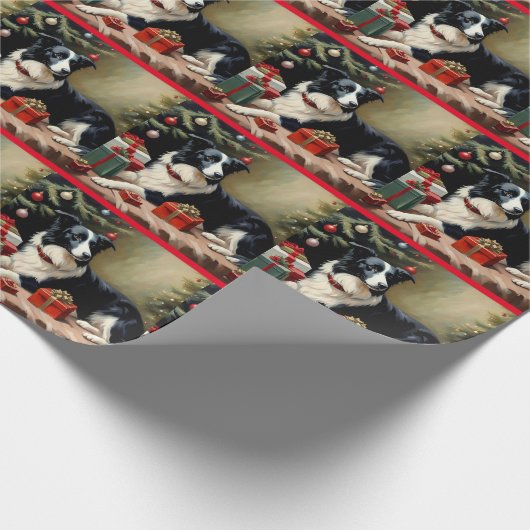 Papier Cadeau Bordure Collie Noël (Coin)