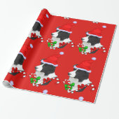 Papier Cadeau Bordure Collie Noël (Déroulé)