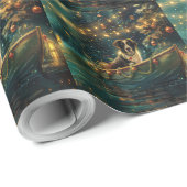 Papier Cadeau Bordure Collie Noël Festive Voyage (Coin rond)