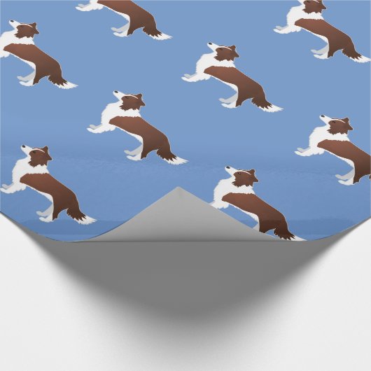 Papier Cadeau Bordure Collie Rouge race Chien Vue latérale Silho (Coin)