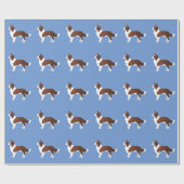 Papier Cadeau Bordure Collie Rouge race Chien Vue latérale Silho (Plat)