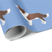Papier Cadeau Bordure Collie Rouge race Chien Vue latérale Silho (Coin rond)