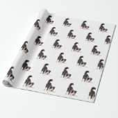 Papier Cadeau Bordure Collie sur blanc (Déroulé)