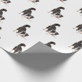 Papier Cadeau Bordure Collie sur blanc (Coin)