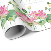 Papier Cadeau Bordure d'eau rose Lotus (Coin rond)
